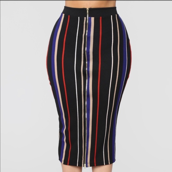 Kalea Striped Skirt - Brown Combo - Picture 1 of 3